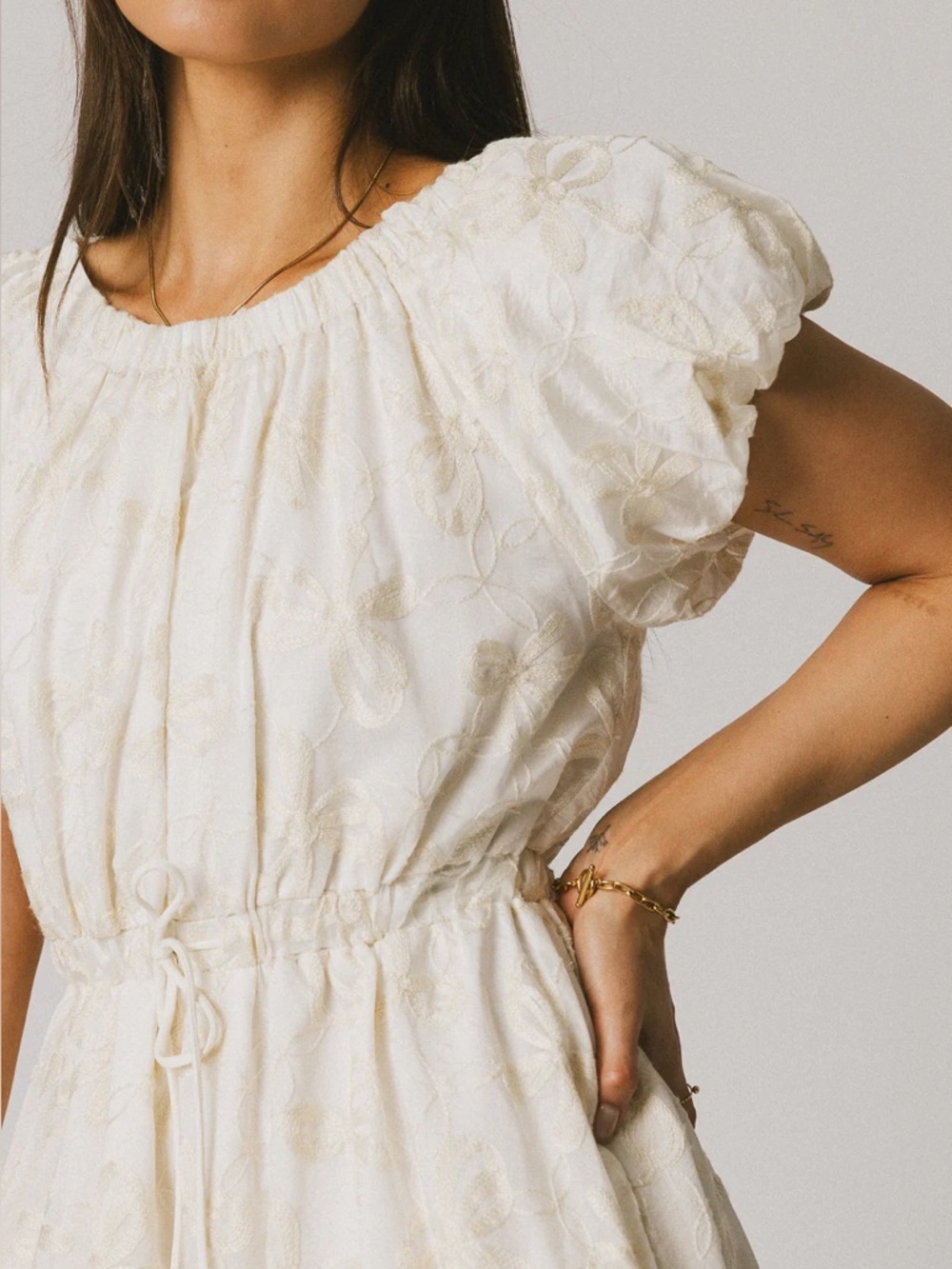 Bohme Cream Floral Embroidered Dress - Picture 2 of 6
